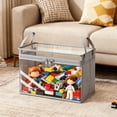 thumbnail image 5 of 1PC 15"×9.4"×12.6" Clear Plastic Storage Box with Zipper, Foldable Waterproof Organizer Bin with Handles(Grey), 5 of 9