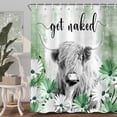 thumbnail image 6 of Sage Green Shower Curtain, Farmhouse Western Cow Grey Shower Curtain Set, Get Naked Highland Cow Waterproof Fabric Shower Curtains For Bathroom -36W x72H inch, 6 of 7