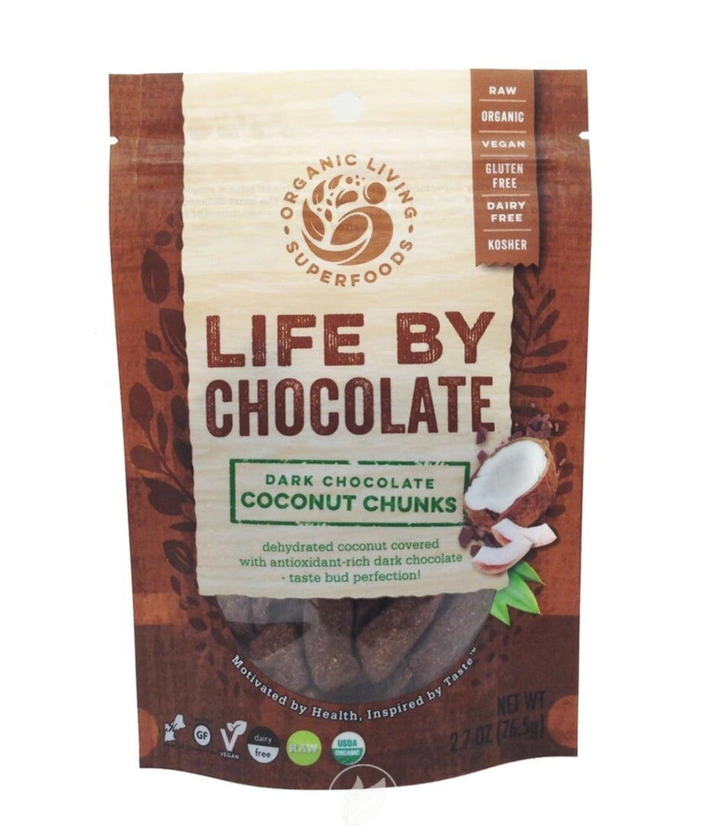 Organic Living Superfoods Coconut Chunks Dark Chocolate Lg 2.7Oz