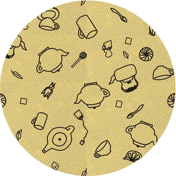Ahgly Company Indoor Round Patterned Caramel Brown Area Rugs, 3' Round