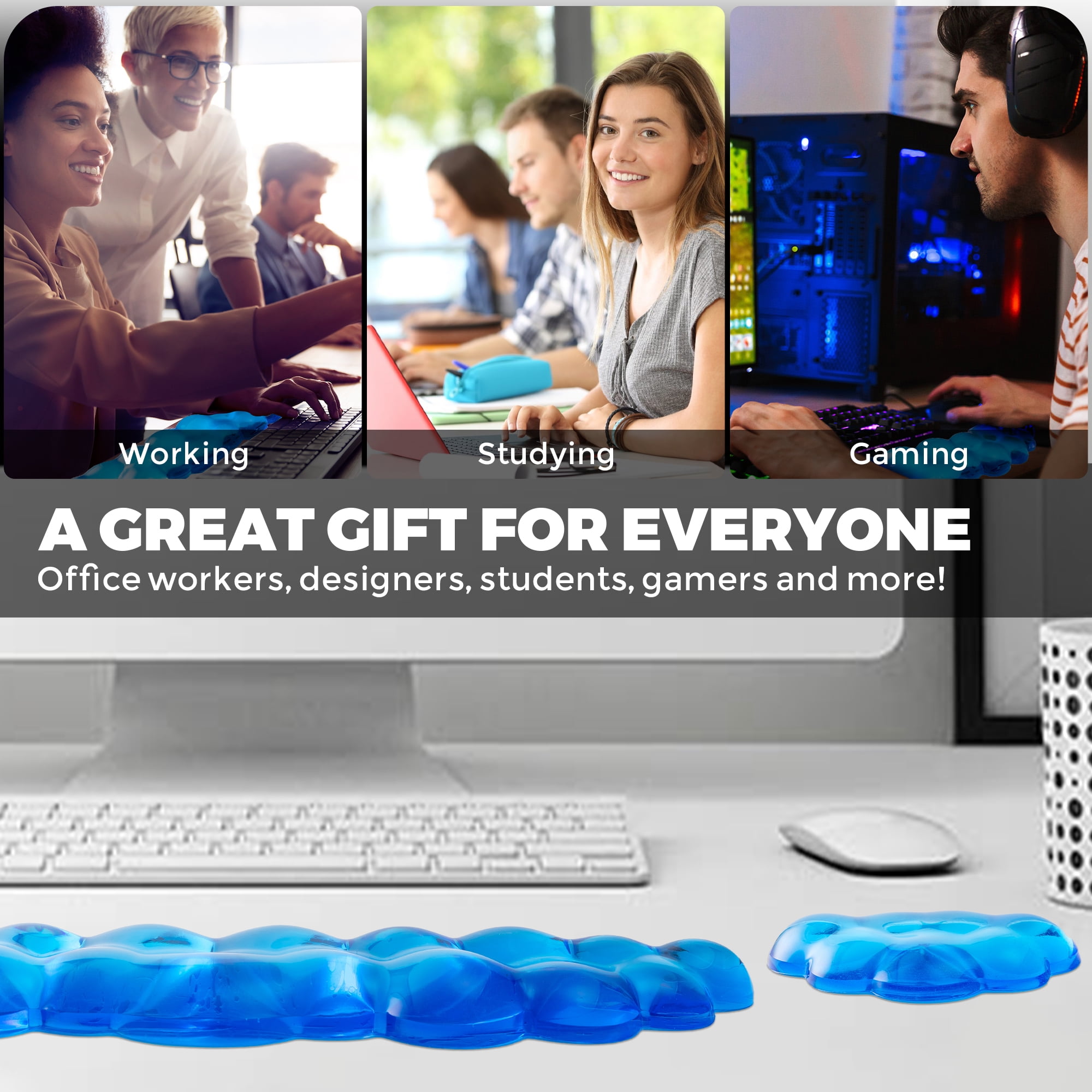 ABRONDA Gel Cloud Keyboard & Mouse Wrist Rest Set - Cloud Keyboard Wrist Rest Pad & Mouse Support for Office Gaming Pad Computer Laptop Ergonomic Comfortable Pain Relief- Cloud Pad Set