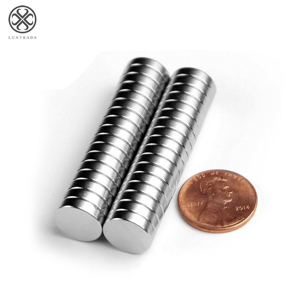 Luxtrada Lots 100packs 6mm X 3mm Neodymium Disc Strong Rare Neodymium Earth N52 Small Fridge Magnets