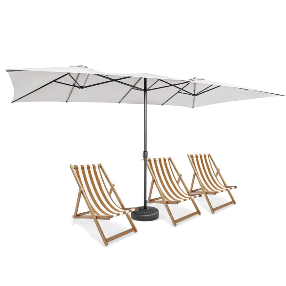 Aimee Lii 15 Feet Double-Sized Patio Umbrella with Crank Handle and Vented Tops, Sunbrella Patio Umbrellas, Beige