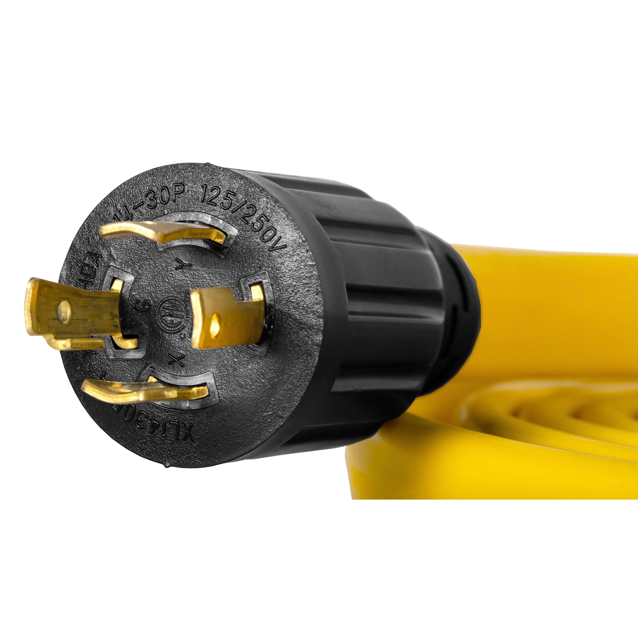 WEN 125V/250V 30-Amp 10-Gauge Flattened Under-Door Generator Extension Cord Splitter, 25-Foot (converts L14-30R to four 5-20R outlets)