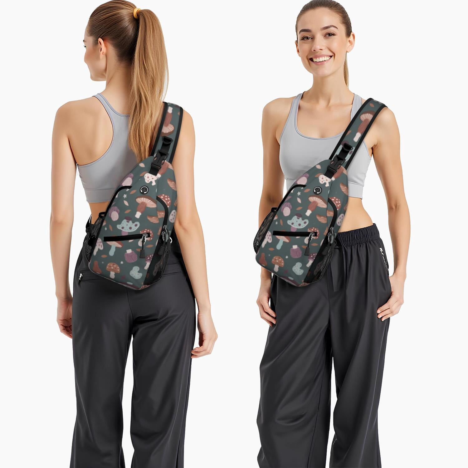 Crossbody Sling Bag Mushroom Hiking Sling Backpack Travel Bag Hiking Bag for Men Women