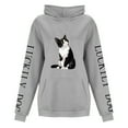 thumbnail image 4 of Ladies' Cat And Dog Print Casual Tying Hoodie For Relaxation Woman Zip up Hoodie Knitted Hoodie Womens Pullover Sweatshirt Ladies Sweatshirts Sweatshirt Sweatshirt Hooded Women Zip up Jacket Womens, 4 of 4