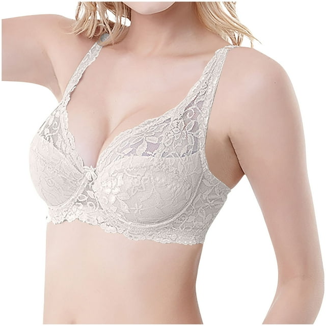 Cinvoph Bras for Women Lace Solid Color No Underwire Bralettes Gathered Breathable Plus Size Push Up Bra