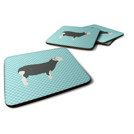 

Carolines Treasures BB8144FC Herwick Sheep Blue Check Foam Coaster Set of 4 3 1/2 x 3 1/2 multicolor