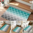 thumbnail image 6 of 2x3 Door Mat Rug, Teal Grey Ombre Morocco Pattern Non-Skid Rubber Backing Large Rectangle Rugs - Living Room Bedroom Home Office, Modern Moroccan Geometric Indoor Floor Mat Carpets Washable Rug, 6 of 9
