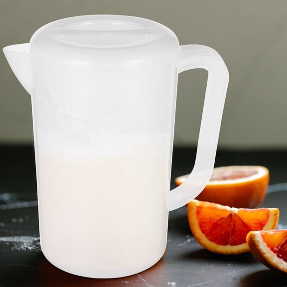 MERRYHAPY Large White Tea Pitcher with Lid, Plastic Fridge Container for Iced Drinks, Juices, and Cold Beverages