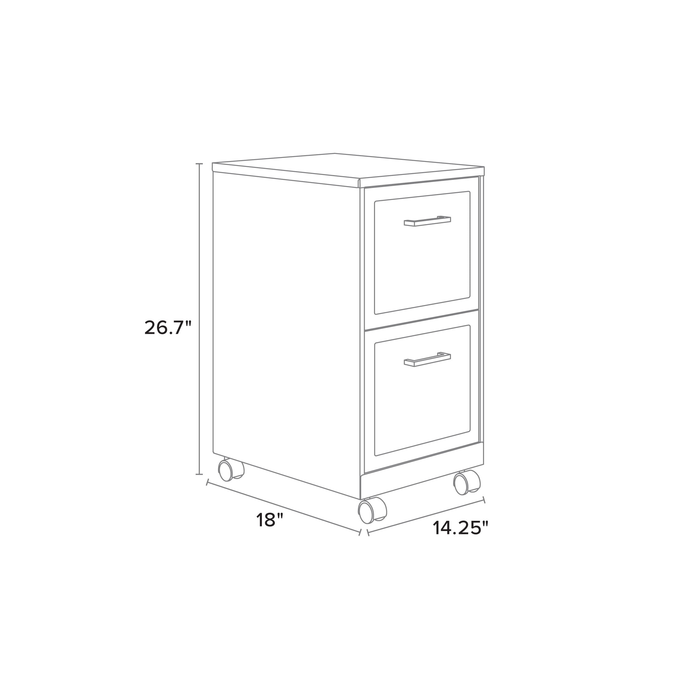 Space Solutions 18" Deep 2 Drawer Mobile Letter Width Vertical File Cabinet, White