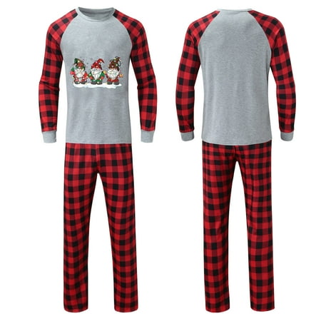 

ketyyh-chn99 Matching Pajamas for Family Plaid Christmas Deer Letter Plaid Printed Family Pajamas Set Home Man Pajamas for Family