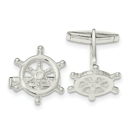 Sterling Silver Captains Wheel Cuff Links