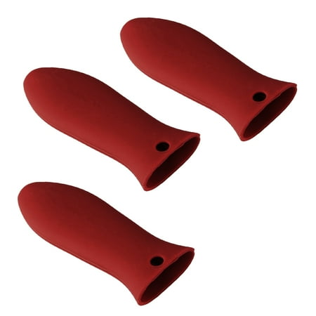 

3 Pcs Silicone Pot Handle Cover Thicken Anti-slip Heat Resistant Fry Pan Sleeve Grip Handle Cover (Red)