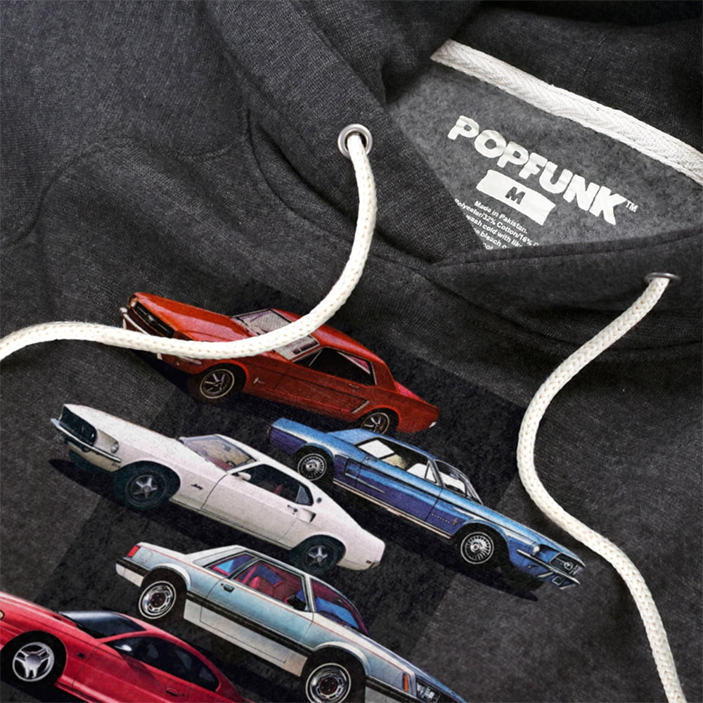 Ford Mustang Mustang Stack Unisex Adult Slim Fit Pull-Over Heather Hoodie, Charcoal, Small