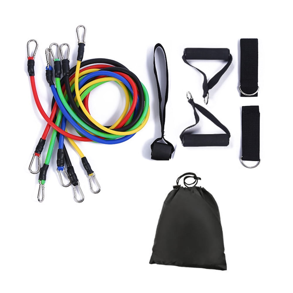 Graflsoa 11-Piece Resistance Band Kit with 5 Tubes, 2 Handles, 2 Ankle Straps, Door Anchor, and Carry Bag for Full-Body Workouts