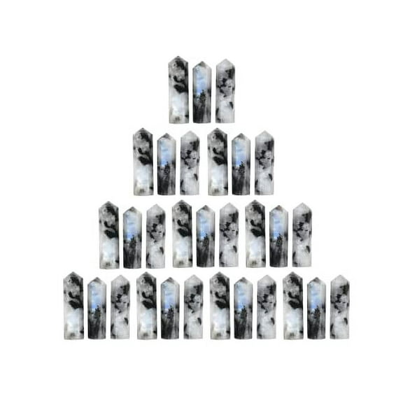 Rainbow Moonstone Crystal Hexagonal Points, DIY Jewelry Making (3 pcs)