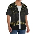 thumbnail image 2 of Gukieu Happy New Year Print Men's Short-sleeved Shirts, Button-down Pocket Shirts, T-shirts, Beach Vacation Travel Summer Clothing-4X-Large, 2 of 5