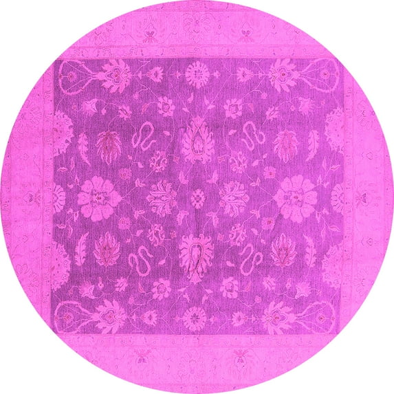 Ahgly Company Indoor Round Oriental Pink Traditional Area Rugs, 8' Round