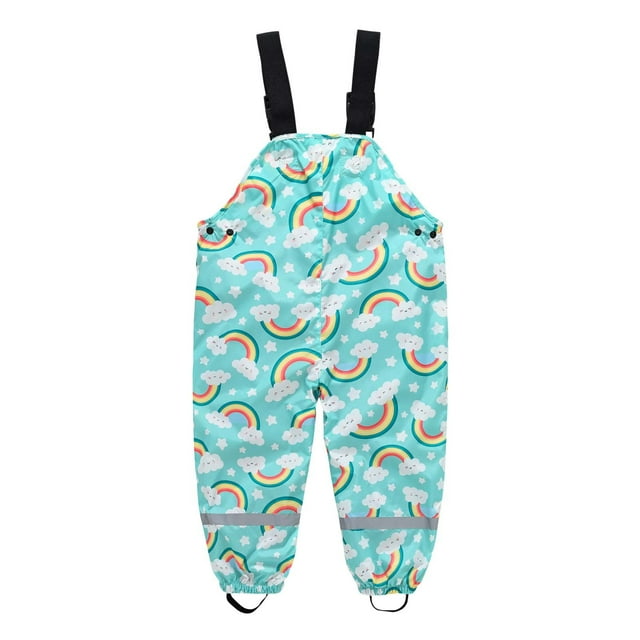 LSLJS Pantalon de Pluie à Bretelles pour Enfant pour Bébés Garçons Filles, Pantalon d'Eau pour Jouer, Imperméable pour Enfant
