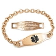 thumbnail image 1 of MedicEngraved Rose Gold Stainless Steel Custom Medical Alert Bracelet - 5mm Oval Link, 1 of 7