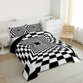 thumbnail image 3 of Homewish Classic Geometric Plaid Bedding Comforter Set,Modern Aesthetic Art Twin Comforter Sets,White Black Checkered Bedding Set For Boys Kids,Super Cozy Room Decor Reversible,2pcs, 3 of 8