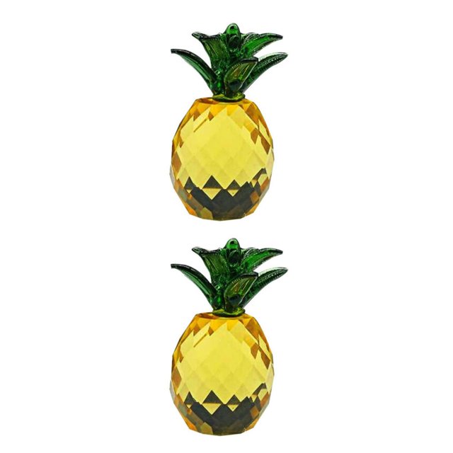 Kearding Impresionante adorno de piña de cristal - Regalo de boda Decoración de cristal para sala de estar Gabinete de vino Amarillo Amarillo 2Conjunto