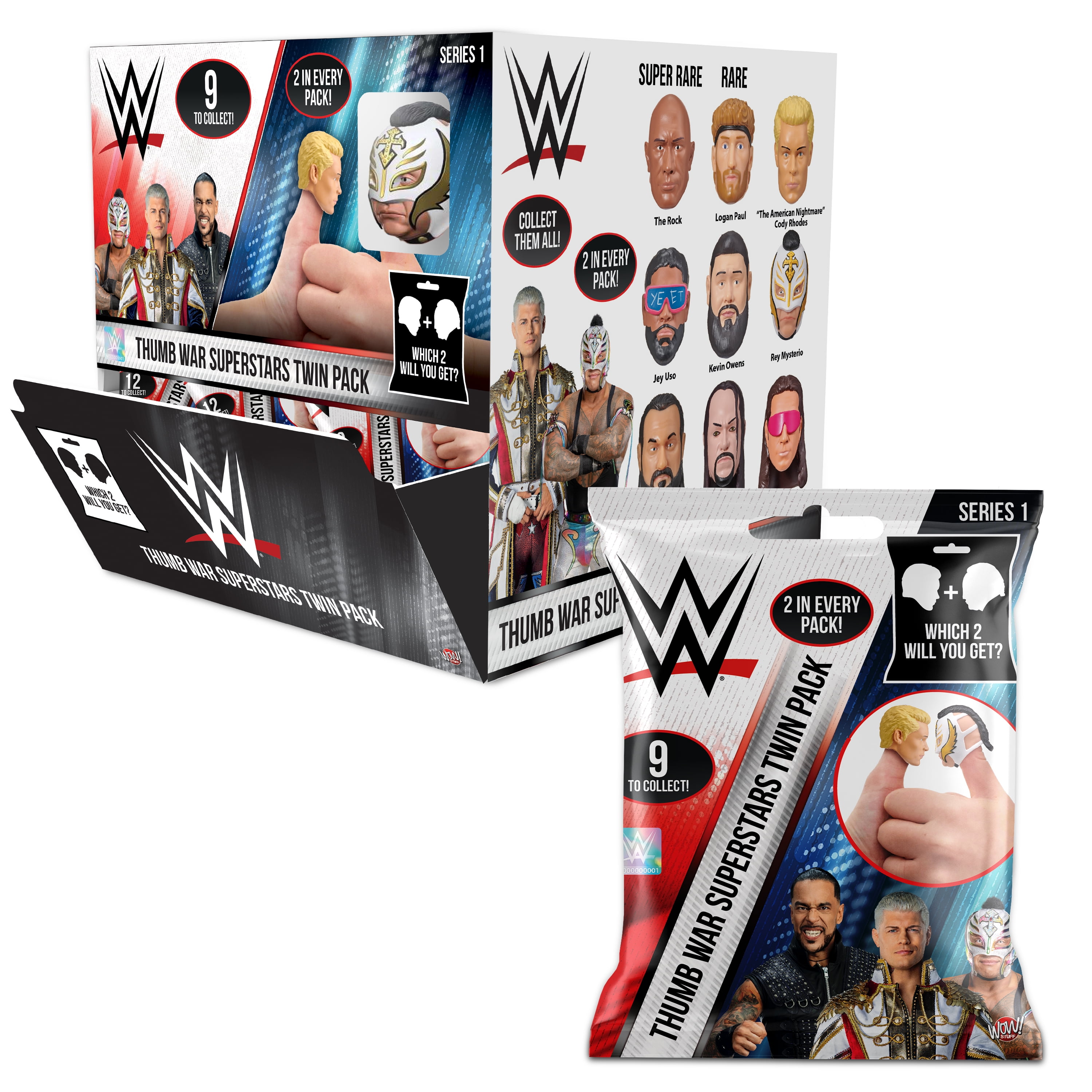 WWE Thumb Wars Superstars Blind Bag, Competitive Thumb Wrestling Action Figures, Children Ages 3+