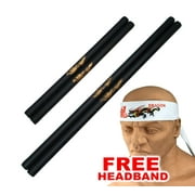 Foam Padded Training THIN Escrima Arnis Kali Sticks (Pair), Safe Foam Padded Cosplay Escrima Sticks w/ Free Headband