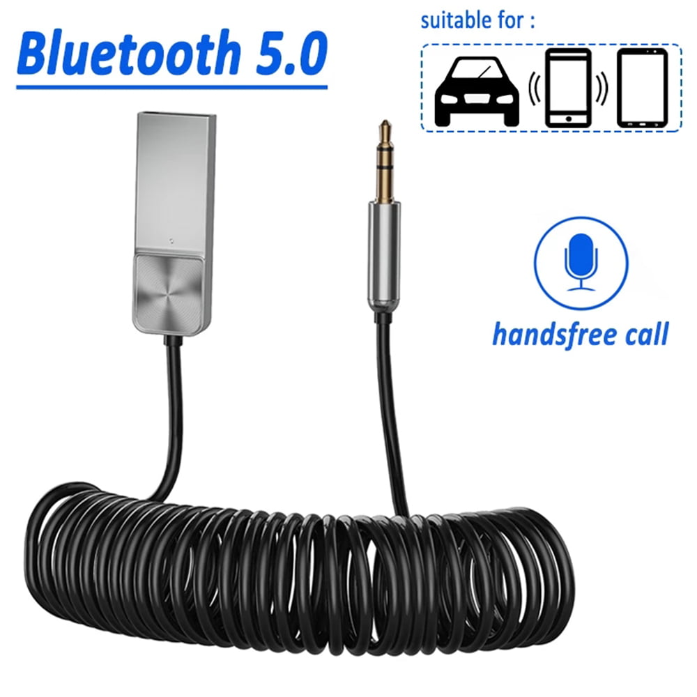 jaloezie ouder puppy RTR T03 Handsfree USB Aux Bluetooth Adapter Dongle Cable With Mic For Car  Kit Jack 3.5mm - Walmart.com