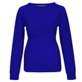 thumbnail image 4 of Ecqkame Women's Crew Neck Sweatshirts Casual Solid Color Long Sleeve Shirts Pullover Tops Blue B XL, 4 of 5