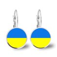 thumbnail image 1 of Pendientes de la bandera nacional ucraniana de moda para mujer colgante de gancho de cristal redondo (1) Likrtyny Para estrenar, 1 of 8