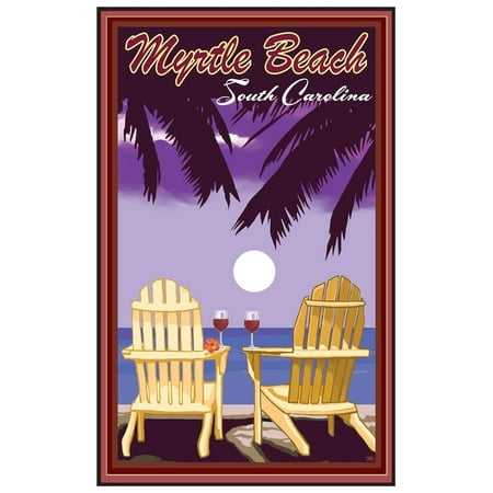 Myrtle Beach South Carolina Adirondack Chairs Sailboat Travel Art Print Poster By Joanne Kollman 12 X 18