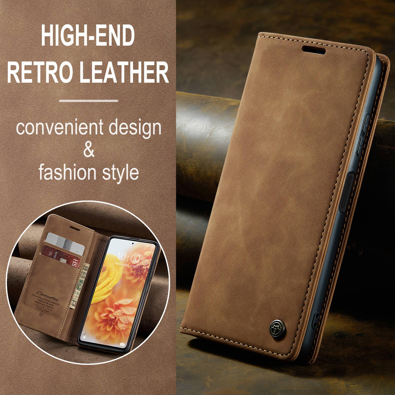 ETFAST Leather Wallet With Card Holder Zipper Phone Case For Xiaomi Poco X5 Pro High Quality Leather Phone Case