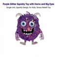 thumbnail image 3 of Purple Glitter Squishy Toy with Horns and Big Eyes, Single Unit, Sparkly Design, for Kids, Relaxation Toy, 3 of 3