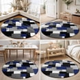 thumbnail image 4 of Round Area Rugs 6Ft, Navy Blue Black Geometric Non-Slip Washable Circle Rugs Carpet, Modern Abstract Art Block Indoor Outdoor Rug Floor Mats Throw Runner for Bedroom Living Room Bathroom, 4 of 8