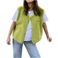 thumbnail image 2 of Karight Fuzzy Sherpa Vest for Women Loose Open Front Button Down Fleece Cardigan Warm Winter Sleeveless Casual Jackets, 2 of 8