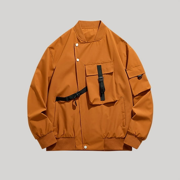 Donemore Men's Urban Outdoor Workwear Long Sleeve Windproof Jacket Solid Color Multi-Pocket Functional Design Rugged Casual Commuter Style