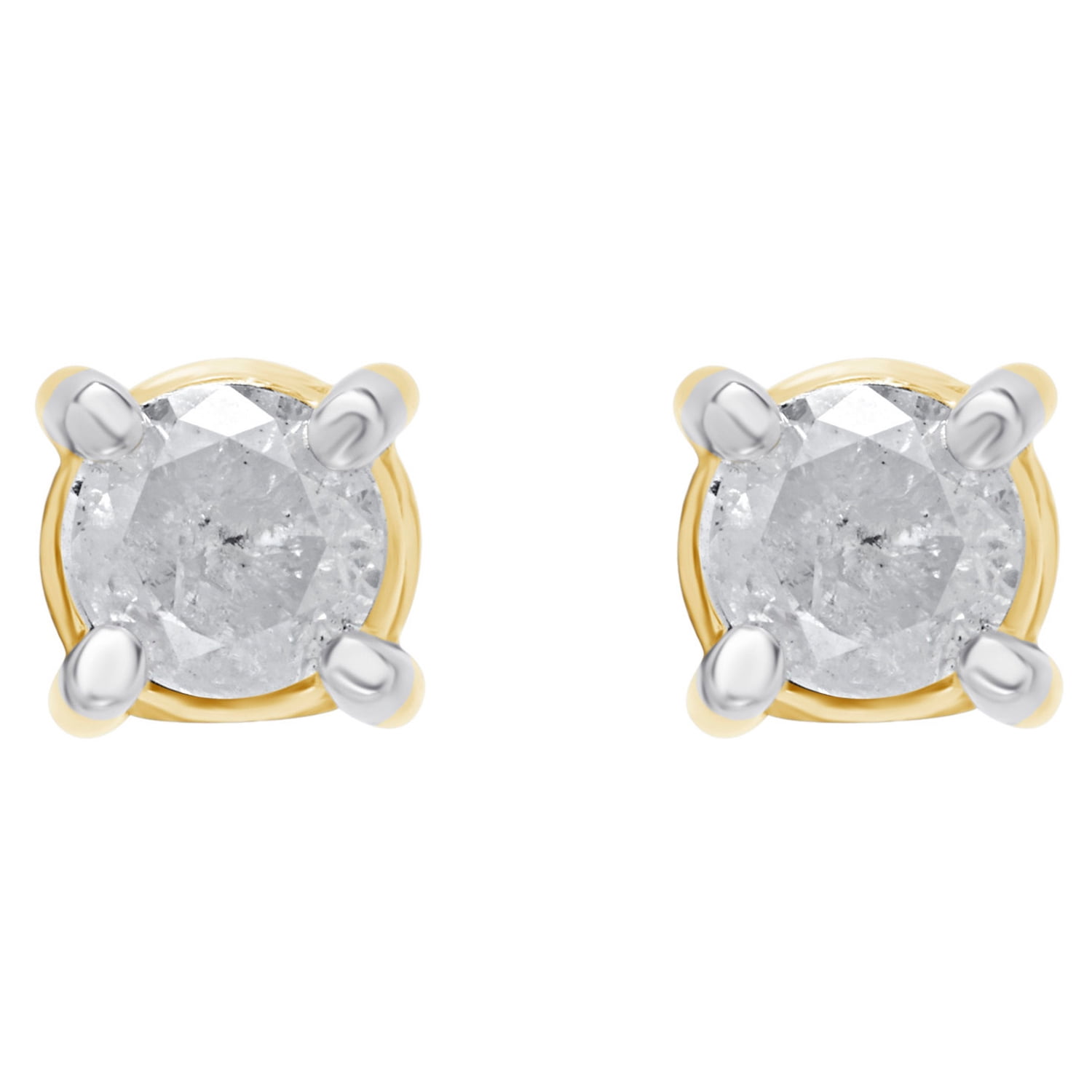 1.0 Carat T.W. Diamond 14K Yellow gold over Sterling Silver Stud plus Earrings