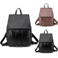 thumbnail image 2 of Womens Faux Leather Backpack Solid Color Fashion Mini Backpack Casual Daypack, 2 of 10