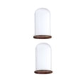 thumbnail image 1 of 2Pcs 12x20cm Pantalla Campana de Campana de F perfecl Cúpula transparente con base de madera, 1 of 8