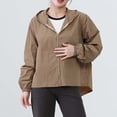 thumbnail image 2 of Edvintorg Lightweight Jacket Women Plus Size Fashion Long Sleeve Loose Casual Hooded Coat with Zipper Women Outerwear Woman Clothes Khaki XL, 2 of 8