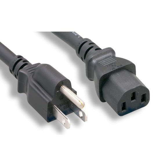 RiteAV Heavy-Duty Power Cord, NEMA5-15P / C13, SJT,14AWG, 15A, 125V, Black, 1FT