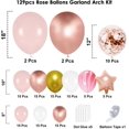 thumbnail image 3 of Kit de arco de guirnalda de globos de oro rosa, 129 piezas de globos de látex con confeti de oro rosa, rosa, blanco y dorado para baby shower, boda, cumpleaños, graduación, 3 of 5