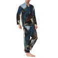 thumbnail image 2 of Zufioo Wild Blue Cool Dragon Mens Pajamas Set, Mens Long-Sleeved Pajama and Pajama Pants,Pajamas Para Hombres,Men's Sleepwear-XX-Large, 2 of 7
