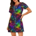 thumbnail image 1 of Balery Bright Universe Camisón de manga corta con cuello redondo para mujer, cómodo y elegante., 1 of 6