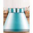 thumbnail image 2 of Full Size Fitted Sheet Set - Turquoise White Ombre 3 Piece Bedding Sets 16" Deep Pocket Fitted Sheet with 2 Pillowcases Abstract Art Modern Teal Gradient Brushed Microfiber Hotel Luxury Bed Sheets, 2 of 9