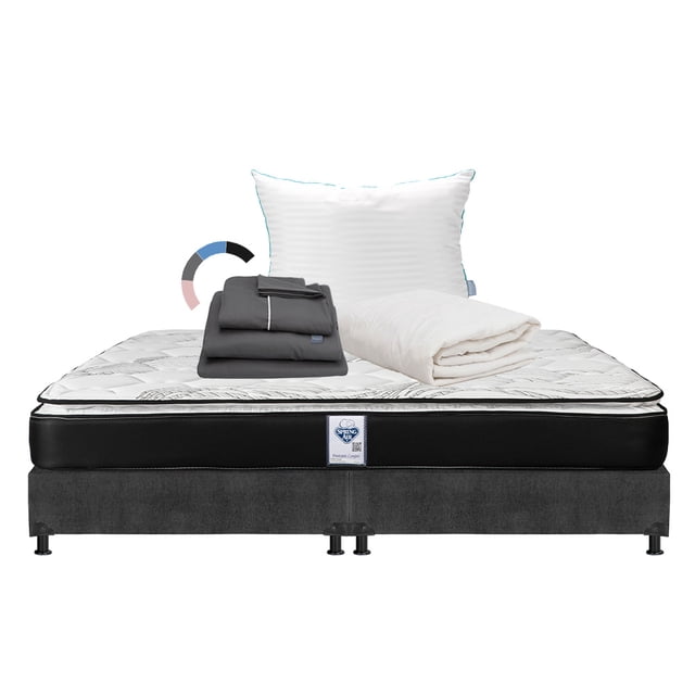 Colchon King Size Spring Air Premier+Box Base Cama+Almohada Royal+Protector Ultra+Sabanas Royal