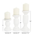 thumbnail image 3 of DecMode 3 Candle White Mango Wood Turned Style Pillar Candle Holder, Set of 3, 3 of 7