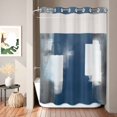 thumbnail image 1 of No Hook Shower Curtain, Blue Grey Shower Curtains for Bathroom with See Through Top Window, Contemporary Simple Abstract Aesthetic Art Waterproof & Washable Bath Curtain 60"x72", 1 of 5